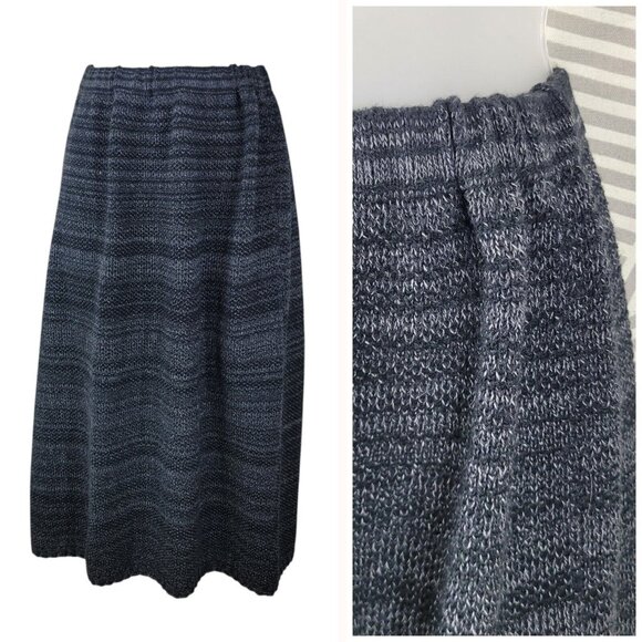 Chris Triola Knit Skirt Medium Gray Art To Wear One Of A Kind Elastic Waist Pull - Picture 1 of 7